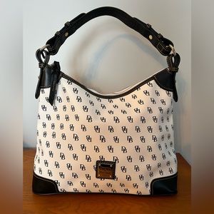 Dooney & Bourke Black & White Leather Boho Bag